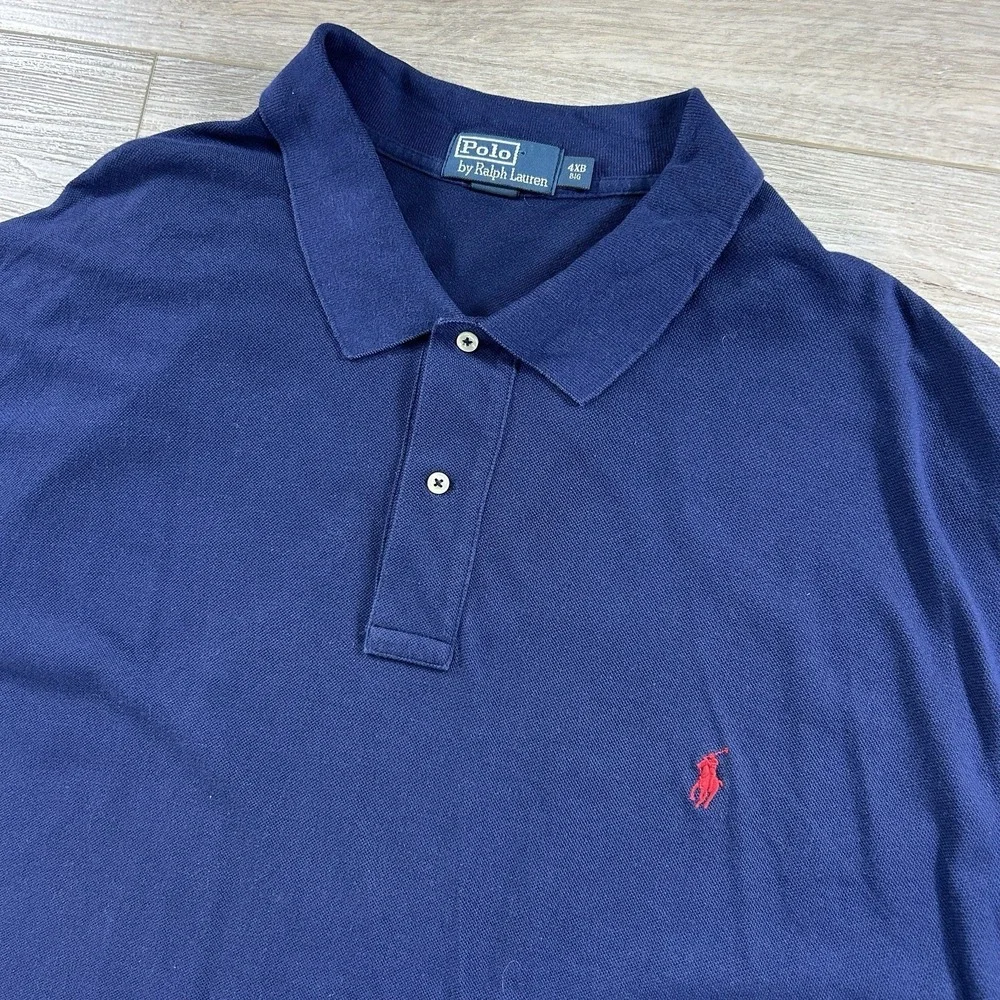 Polo Ralph Lauren 4XB  Polo Shirt‎ Big & Tall Iconic Mesh Navy Blue Red Pony